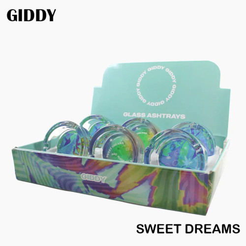 GIDDY GLASS ASHTRAY 6CT/DISPLAY